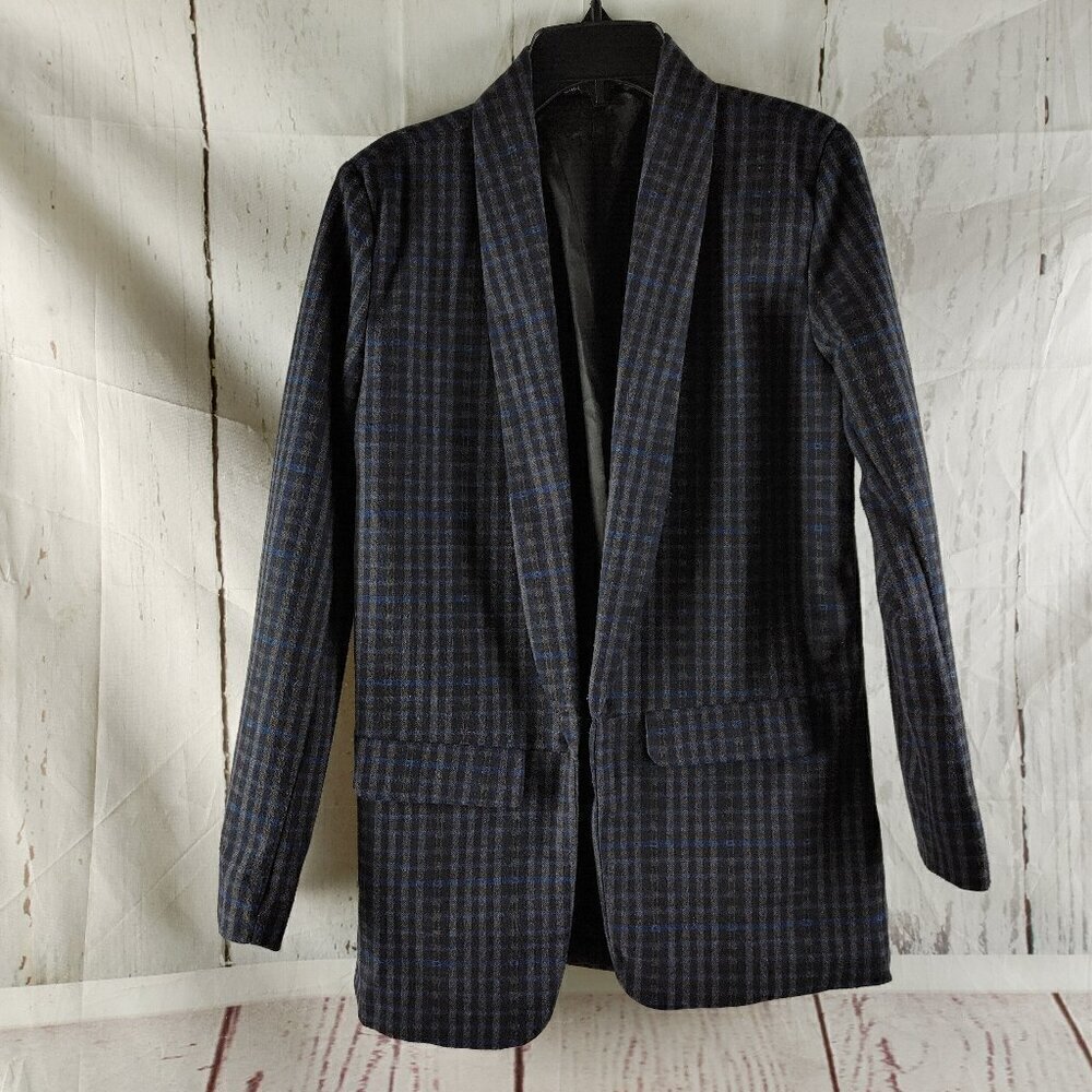 Chocolate USA Womens Size M Open Front Multicolor Check Blazer With Pockets